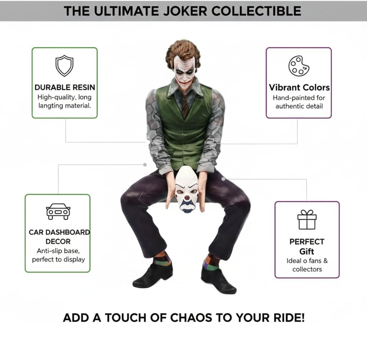DC Joker No-Base Sitting Figure with Clown Mask – 15cm