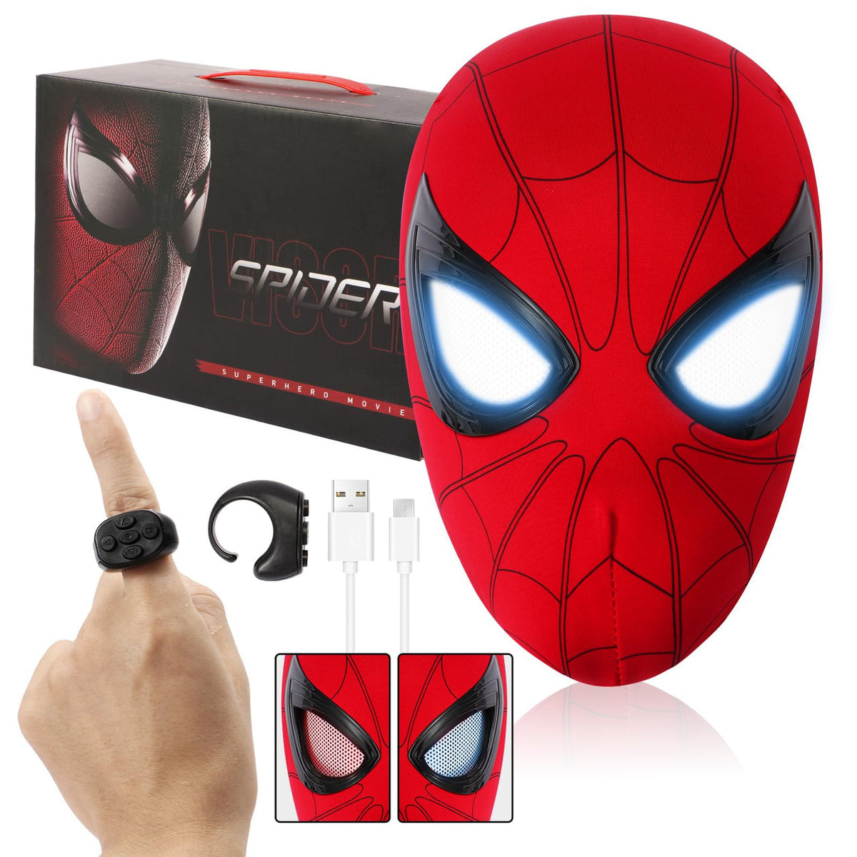 Spider-Man Mask with Remote Control Finger Ring