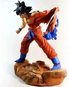 Goku tearing clothes battle scene statue