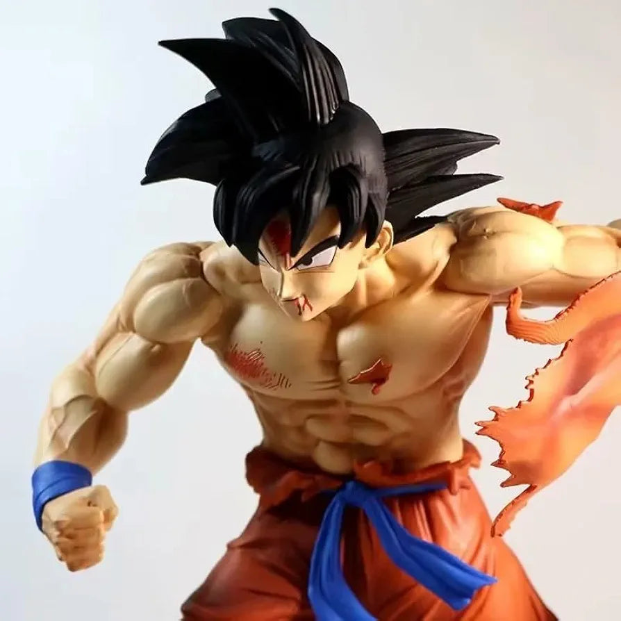 Goku tearing clothes battle scene statue