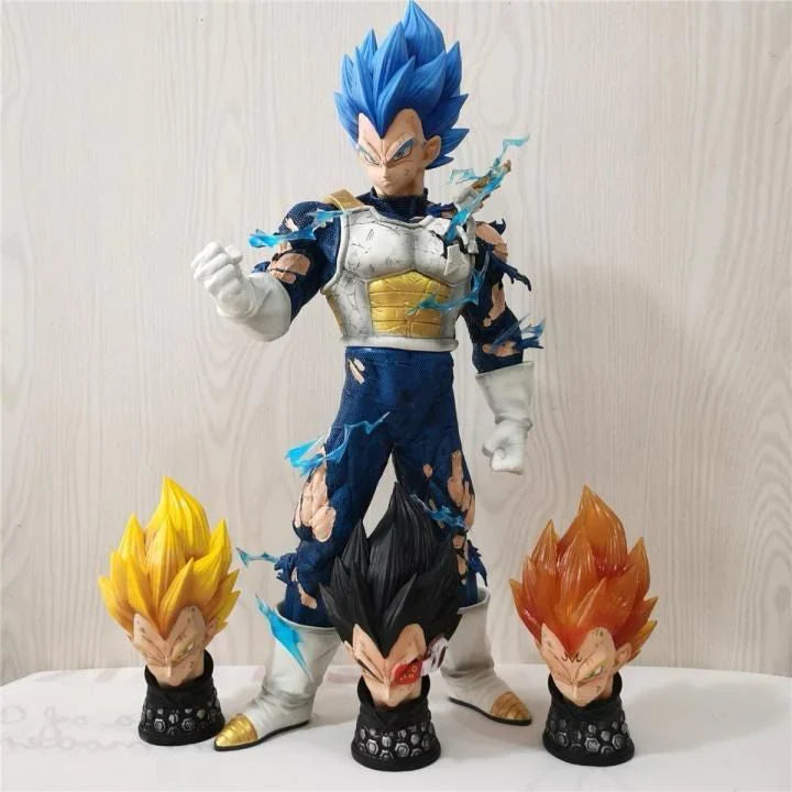 Dragon Ball Super Vegeta Super Saiyan Blue Battle-Damaged Figure with 4 Heads – 45cm