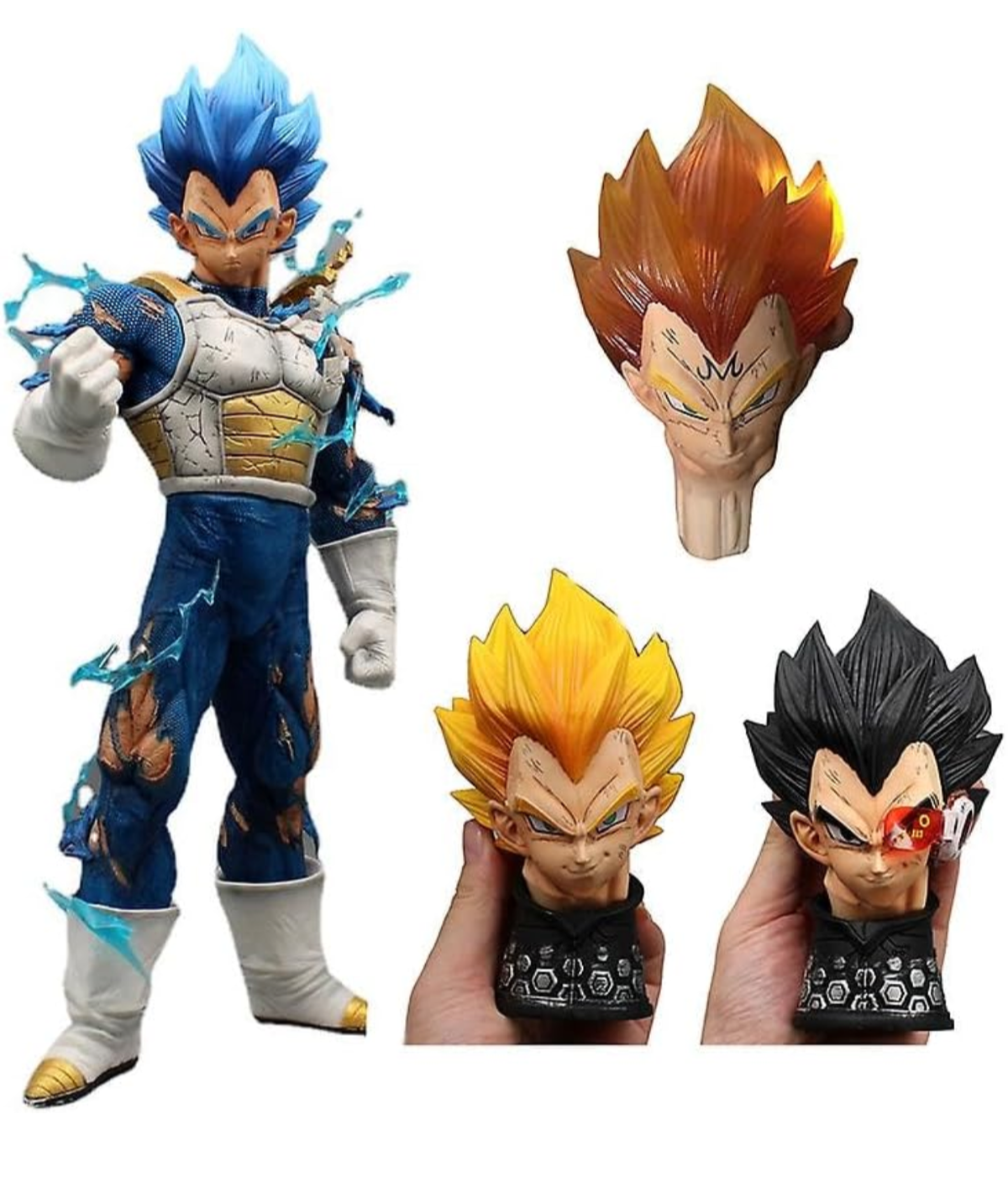 Dragon Ball Super Vegeta Super Saiyan Blue Battle-Damaged Figure with 4 Heads – 45cm