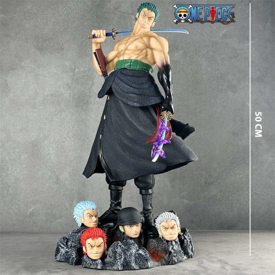 One Piece Roronoa Zoro Wano Statue with 4 Interchangeable Heads