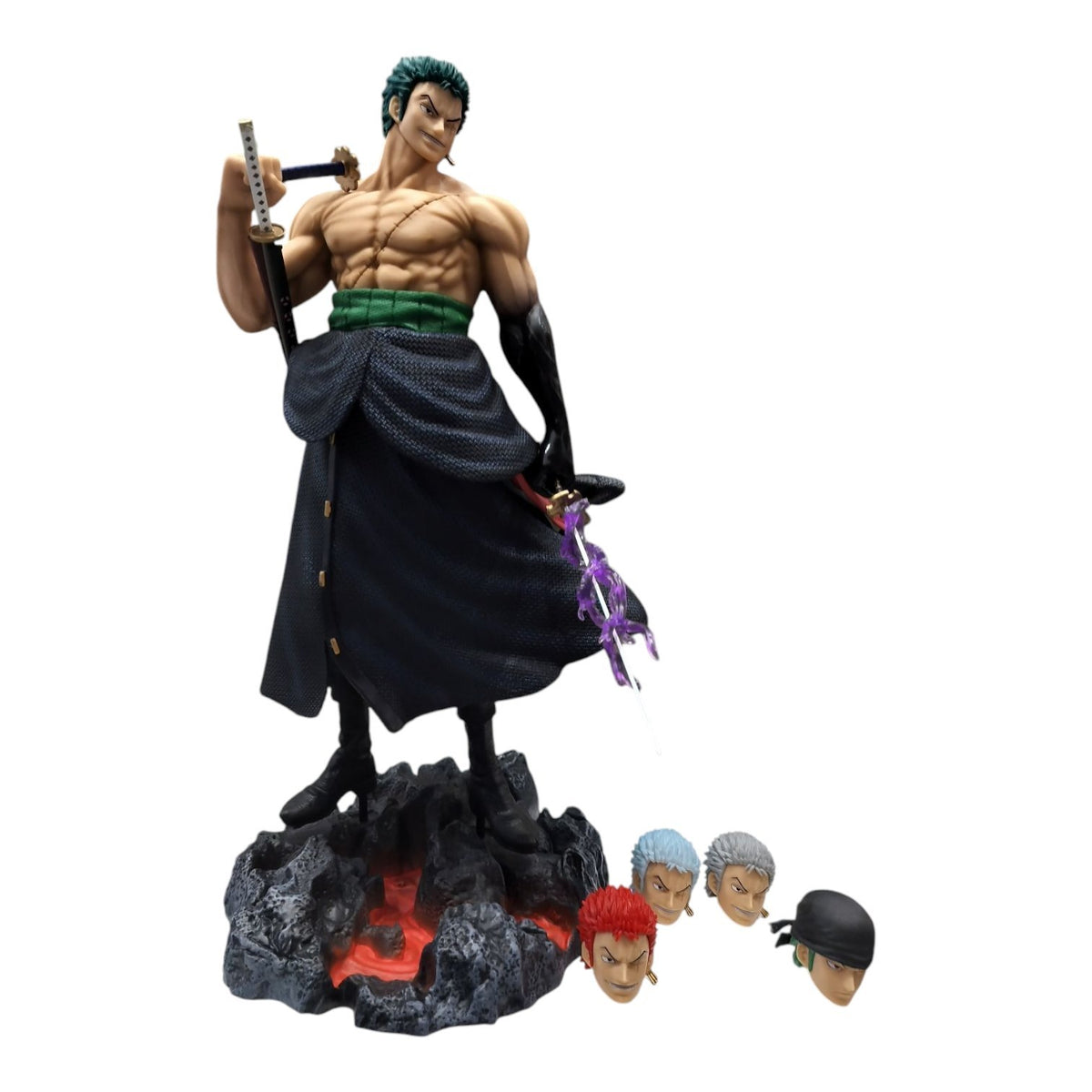 One Piece Roronoa Zoro Wano Statue with 4 Interchangeable Heads