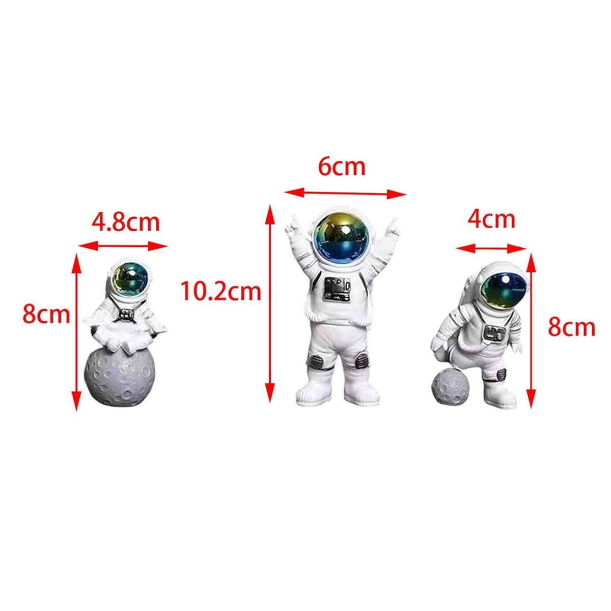 Astronaut Spaceman Figurine Set – 3 Pcs
