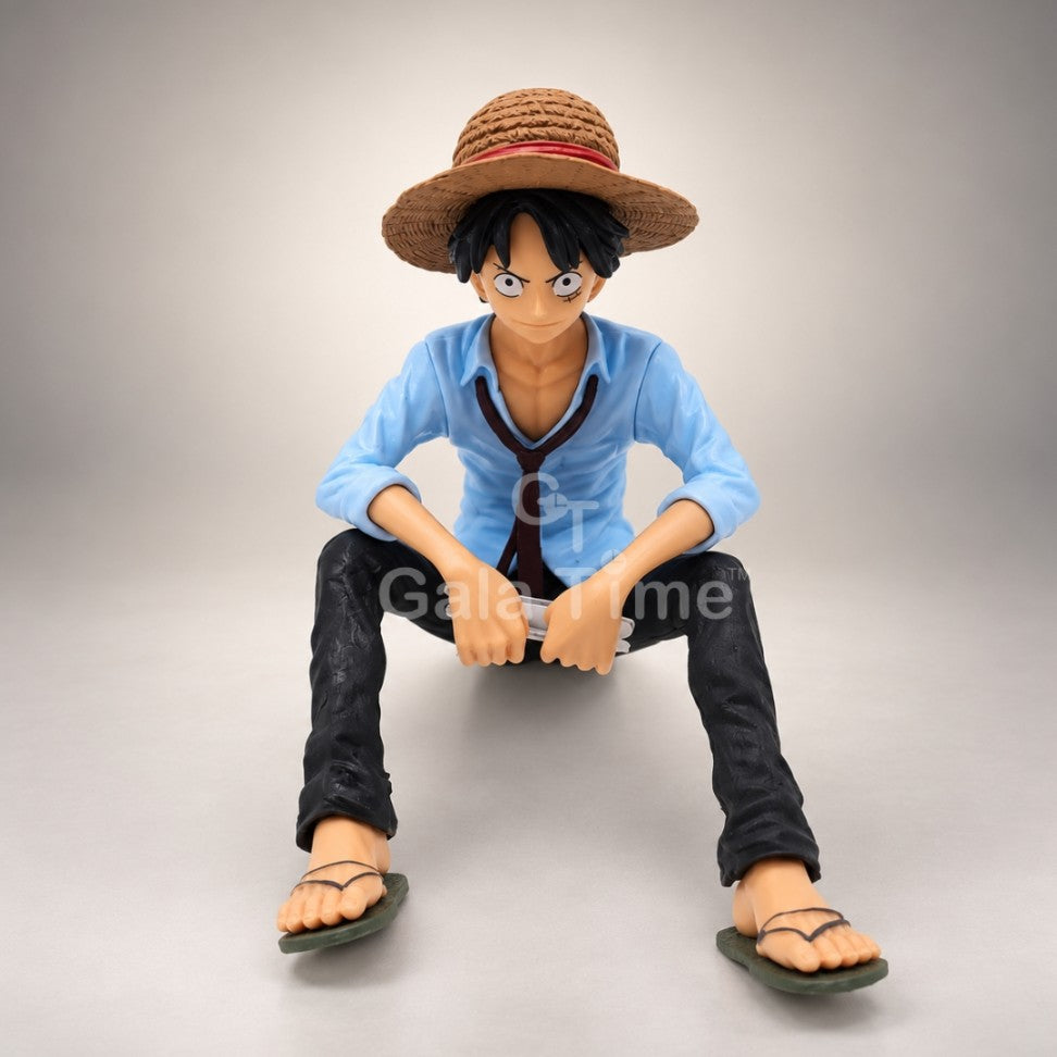 One Piece Luffy Sitting Edge Figure – Blue Shirt – 15cm