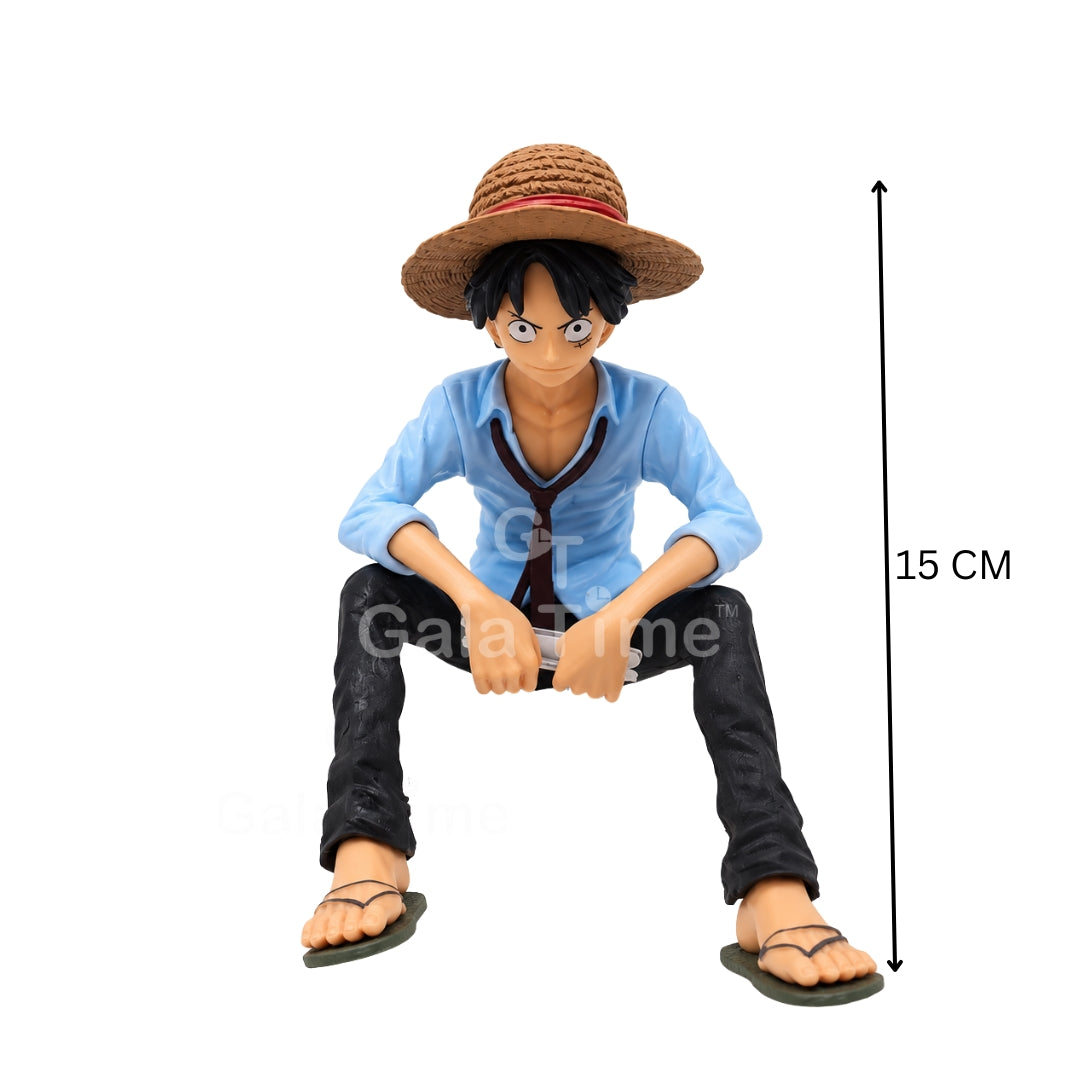 One Piece Luffy Sitting Edge Figure – Blue Shirt – 15cm