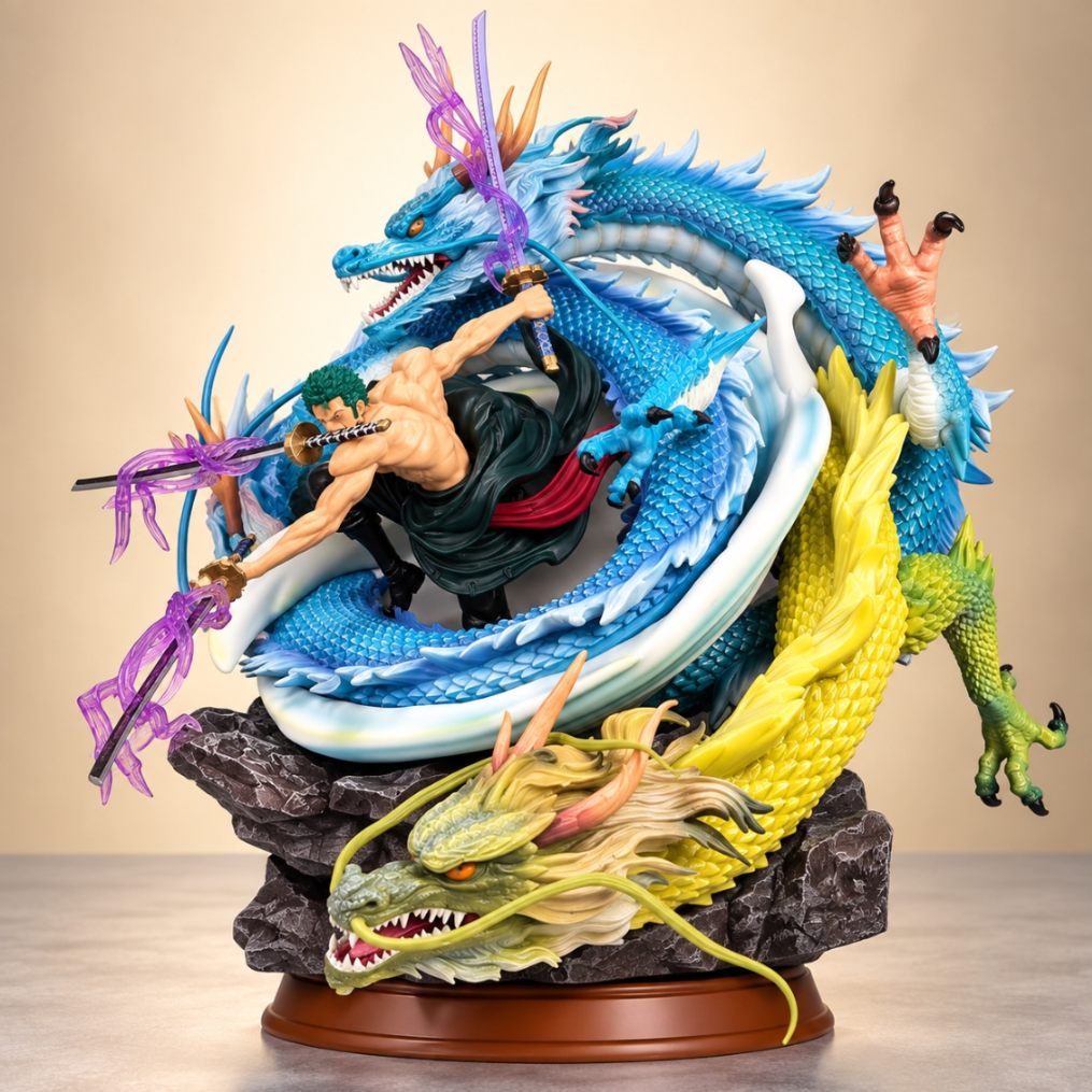 One Piece Zoro vs Kaido Azure Dragon Diorama Figure – 22cm