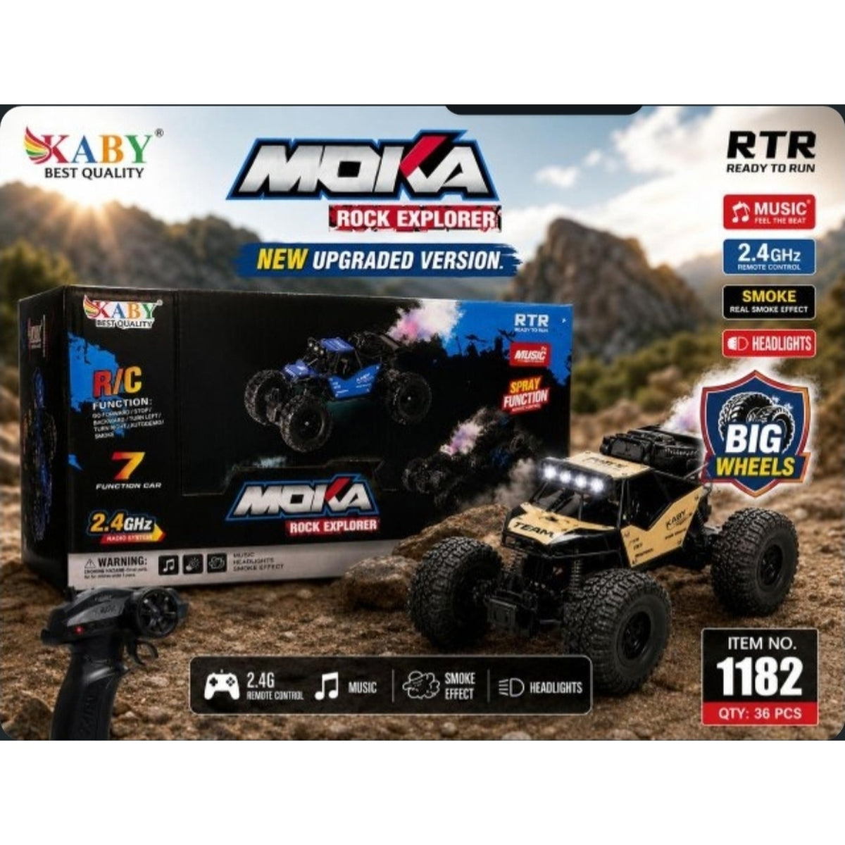 Kaby Moka Rock Explorer RC Rock Crawler – 7 Function, Smoke & Music (Multicolour)