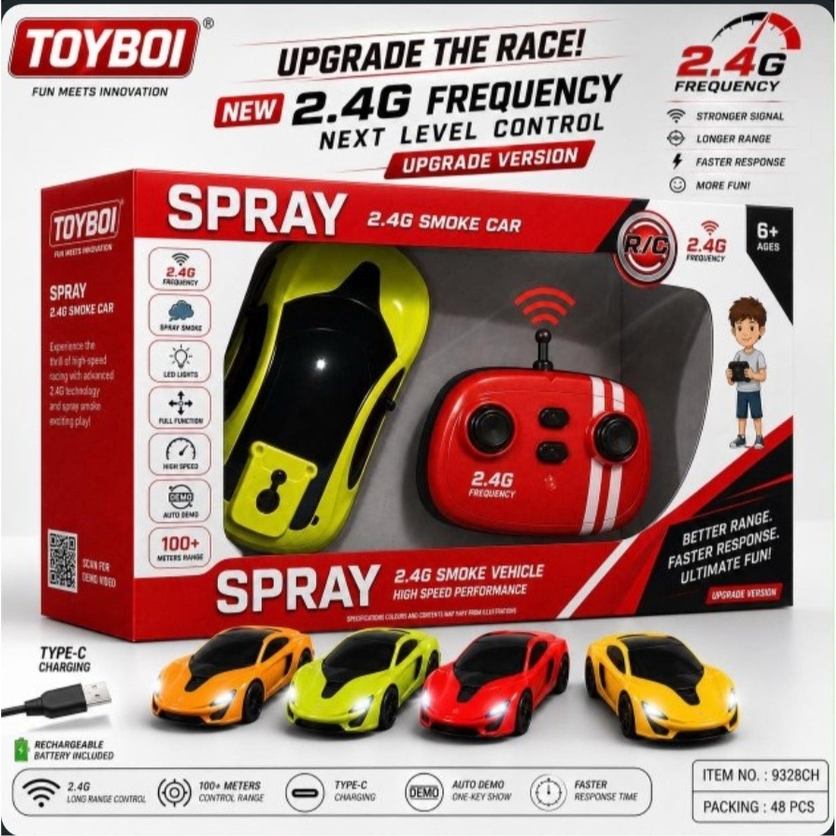 Toyboi Spray 2.4G Smoke Sports Car – Headlights, Rechargeable (Multicolour)