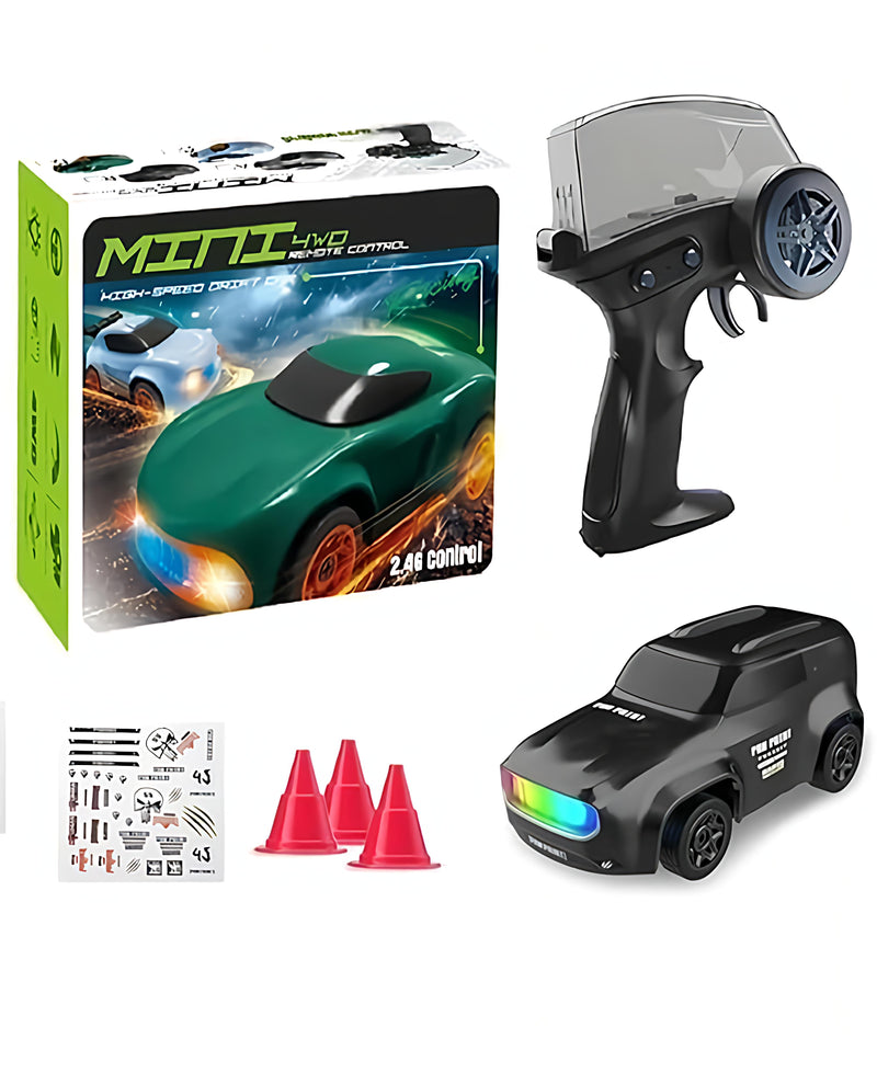 Mini 4WD RC Desktop Drift Car – 2.4G Remote Control with RGB Lights & Drift Tyres