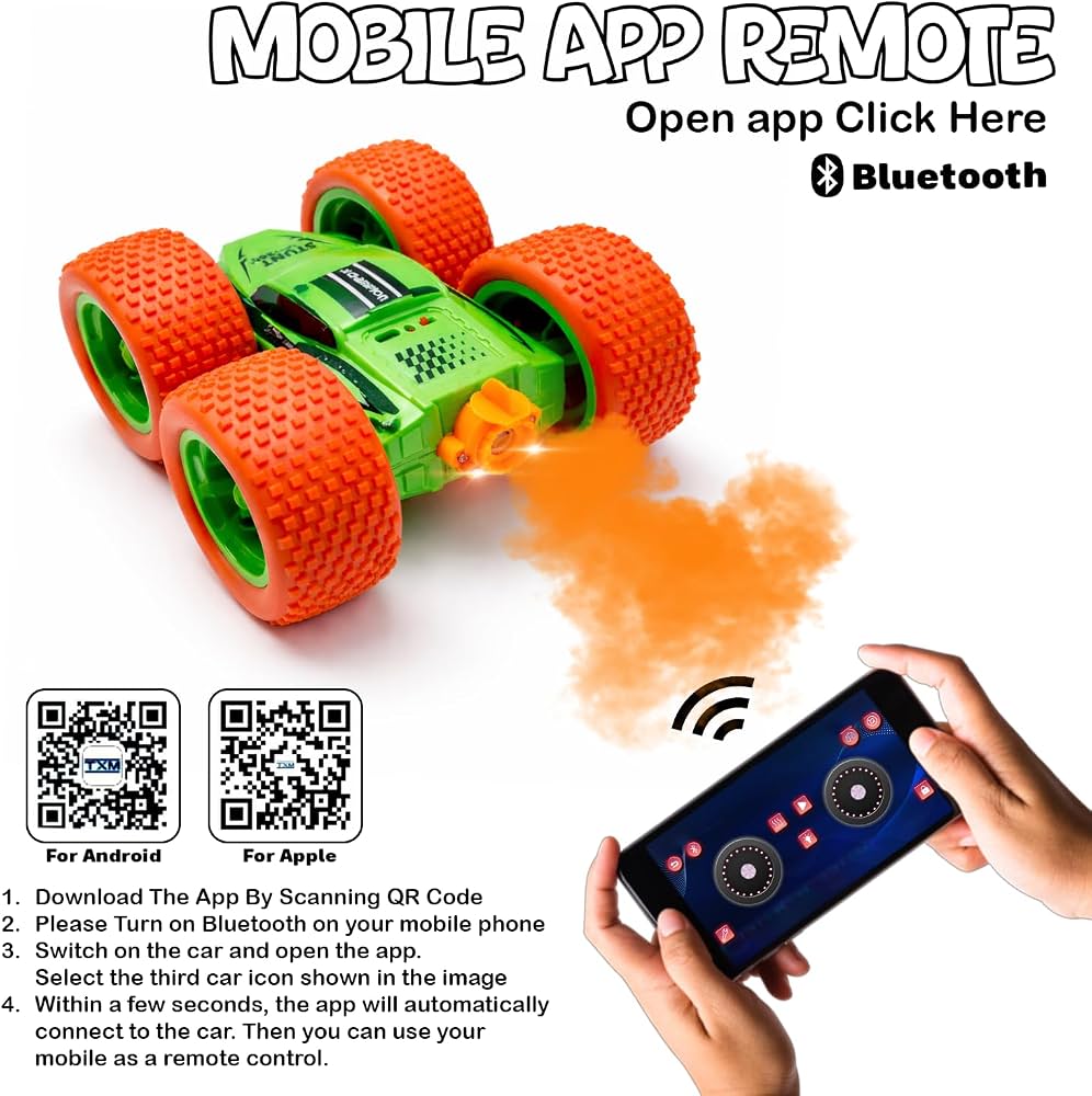 Toynus Thunder Stunt Car – Smoke, App Control & 360° Flip (Multicolour)