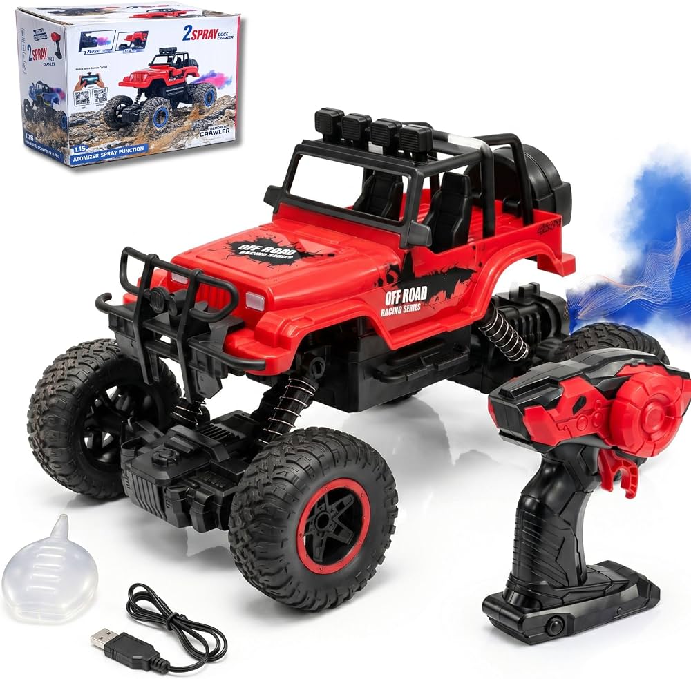 Off-Road RC Rock Crawler with Dual Spray Mist – App & Remote Control Monster Truck
