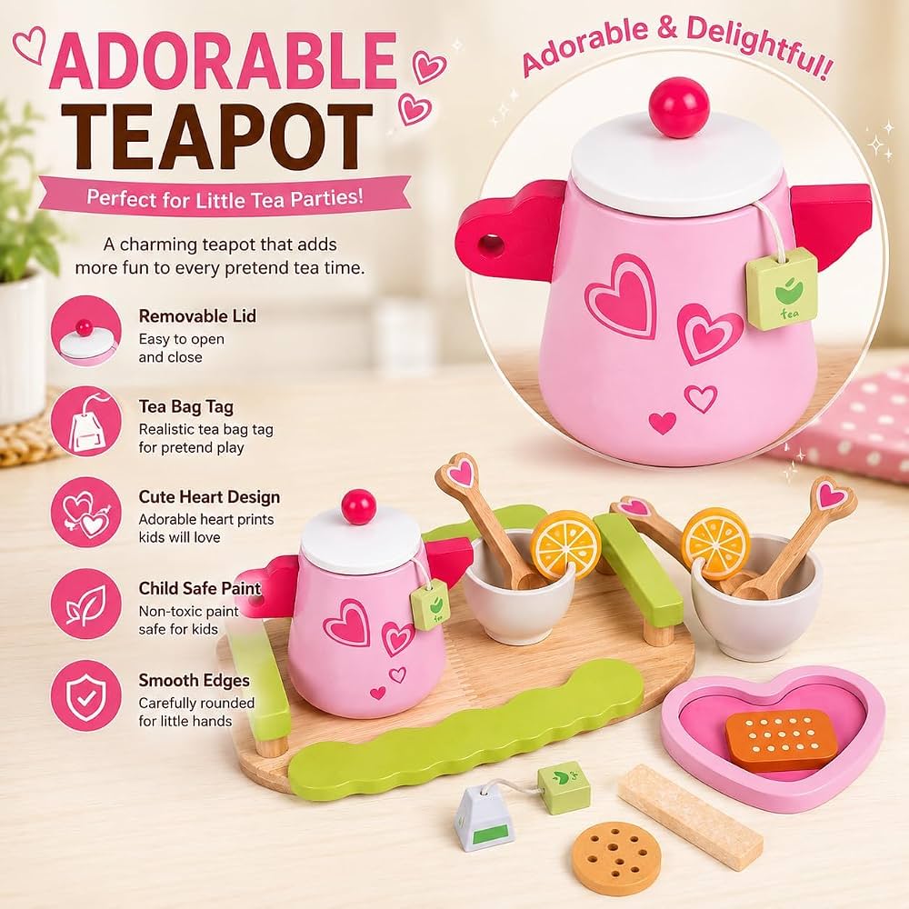 Wooden Pink Afternoon Tea Set - image 2