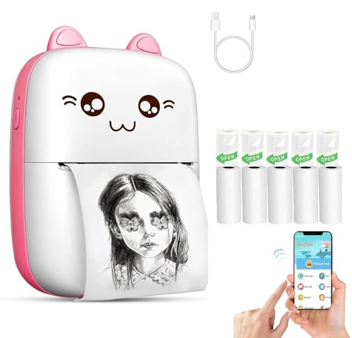 Mini Portable Thermal Printer – Cute Cat Design