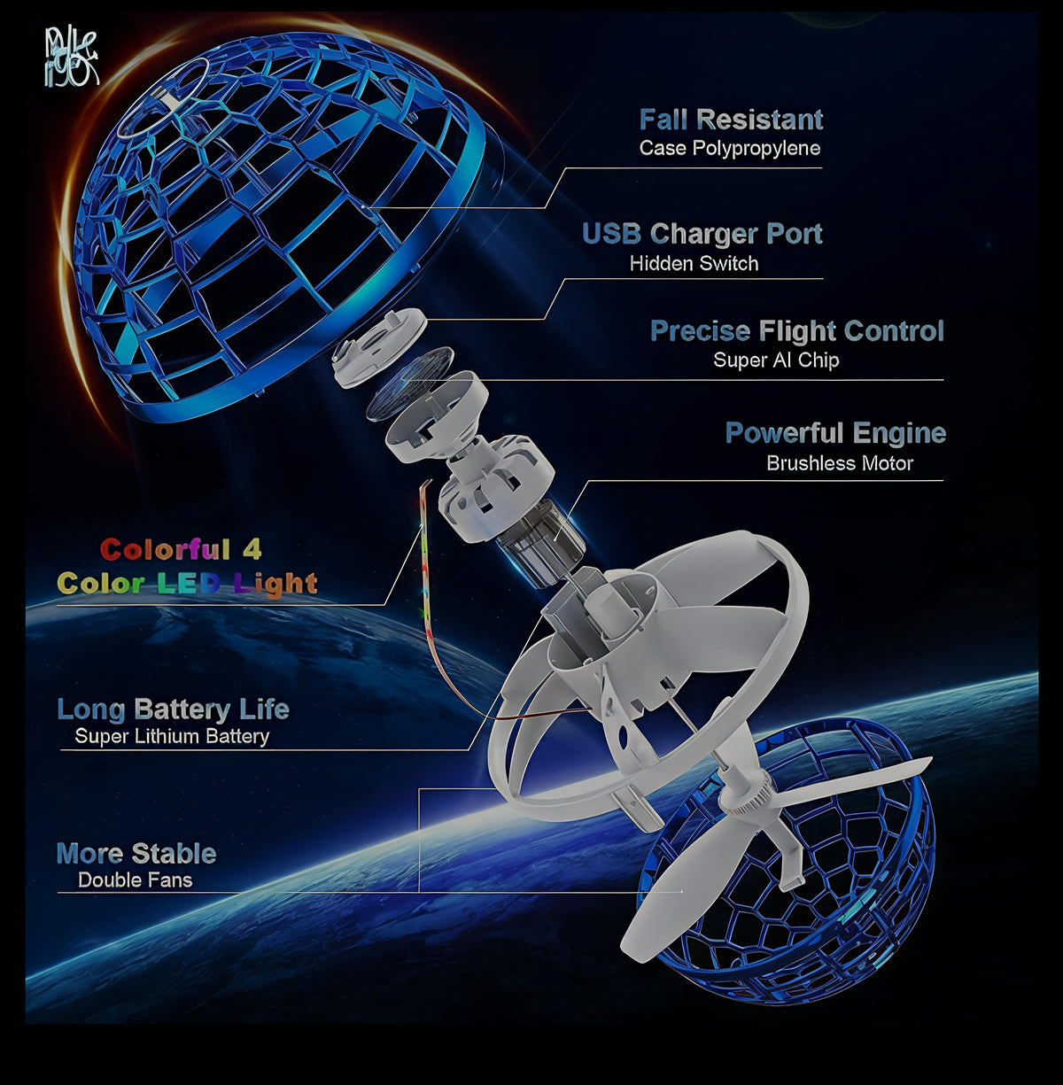 Magic Flying Ball with LED Lights - image 3