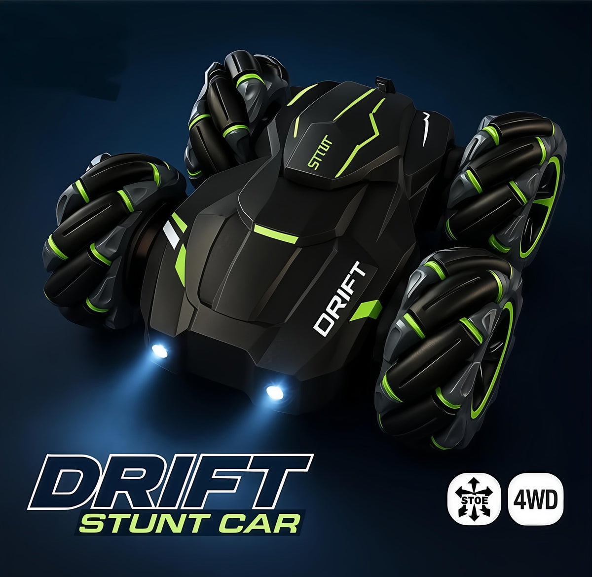 Drift Stunt Car – Double-Sided 4WD RC with 360° Rotation (Multicolour)