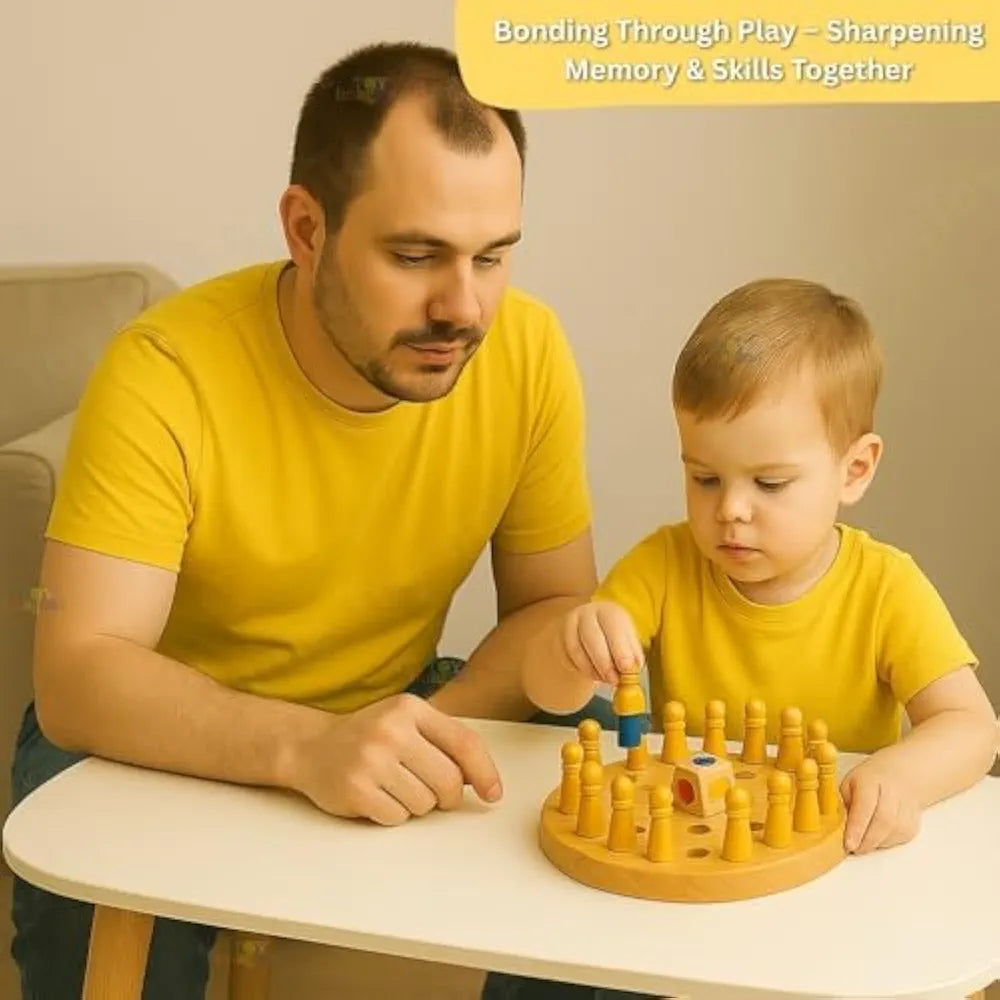 Wooden Memory Chess – Colour Match Game