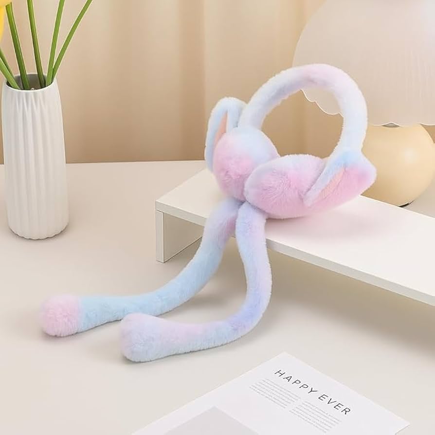 Plush Bunny Earmuffs with Moving Ears