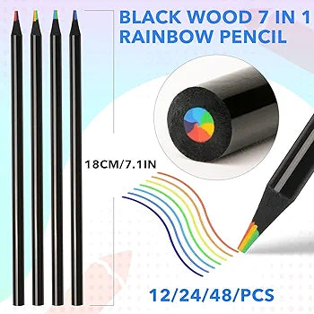 12 colours  Rainbow Pencils – Black Wood