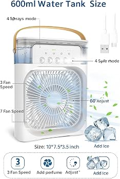 Mini Air Cooler Fan with Mist – 600 ml Tank