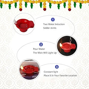 Water-Sensor LED Diya – Flameless (Pack of 12)