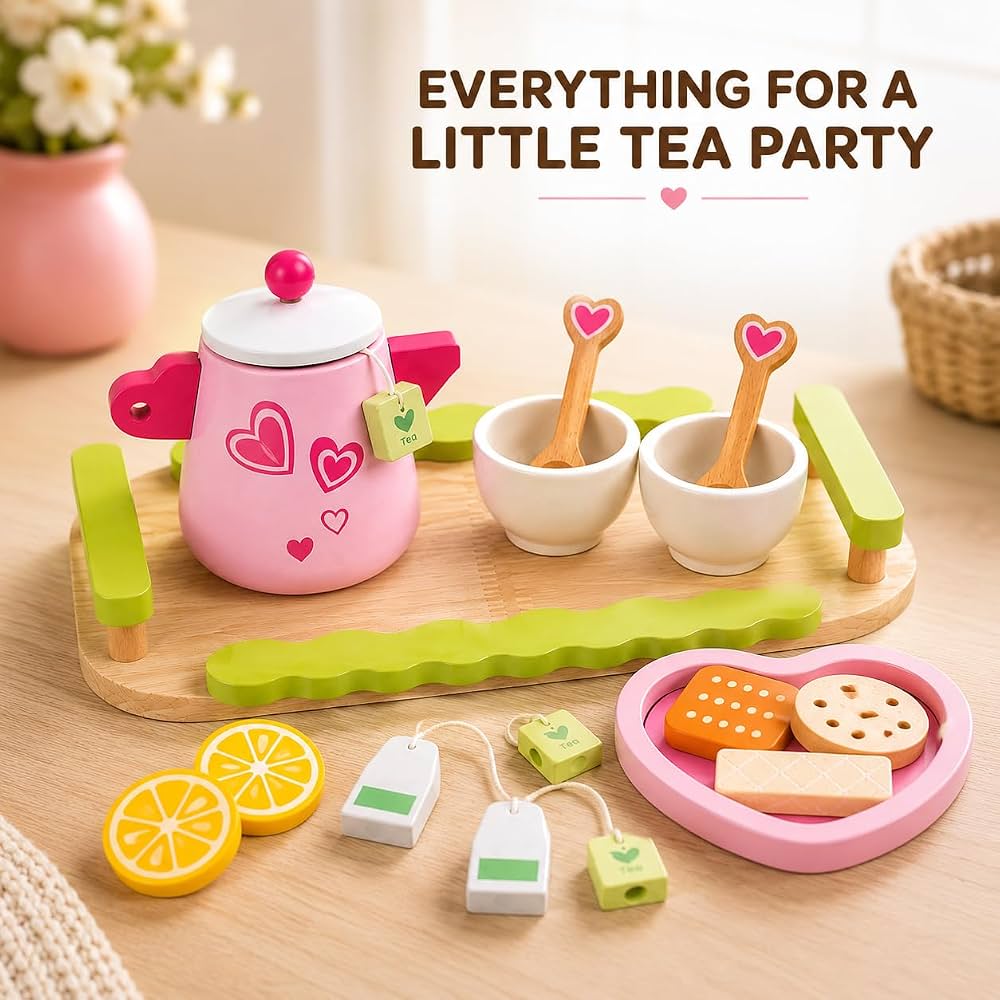Wooden Pink Afternoon Tea Set - image 3