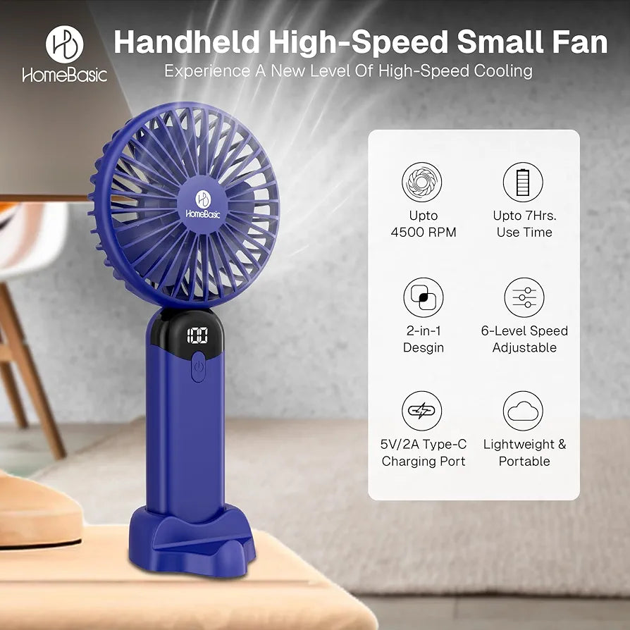 Handheld High-Speed Mini Fan with Display