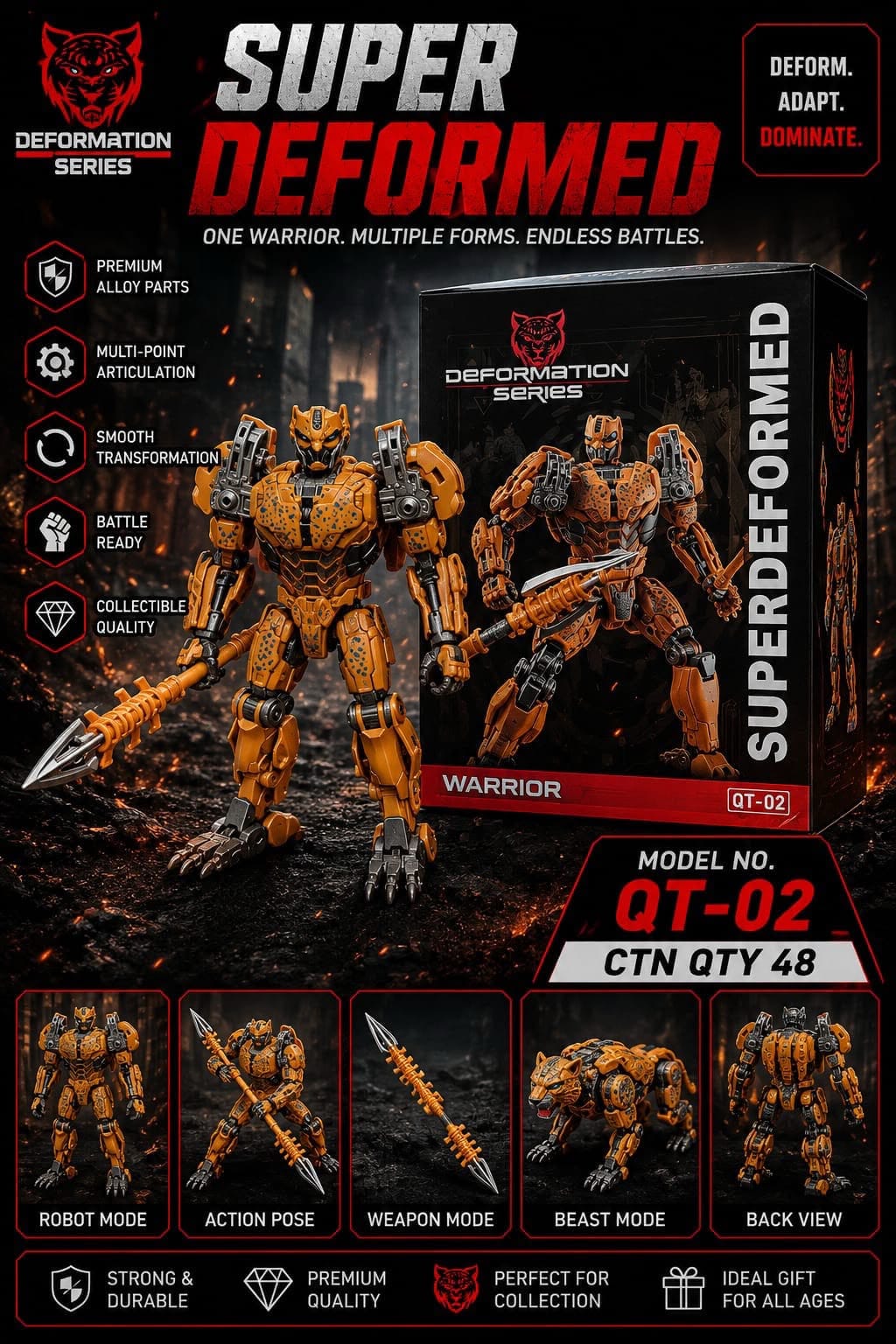 QT-02 cheetah beast transforming warrior