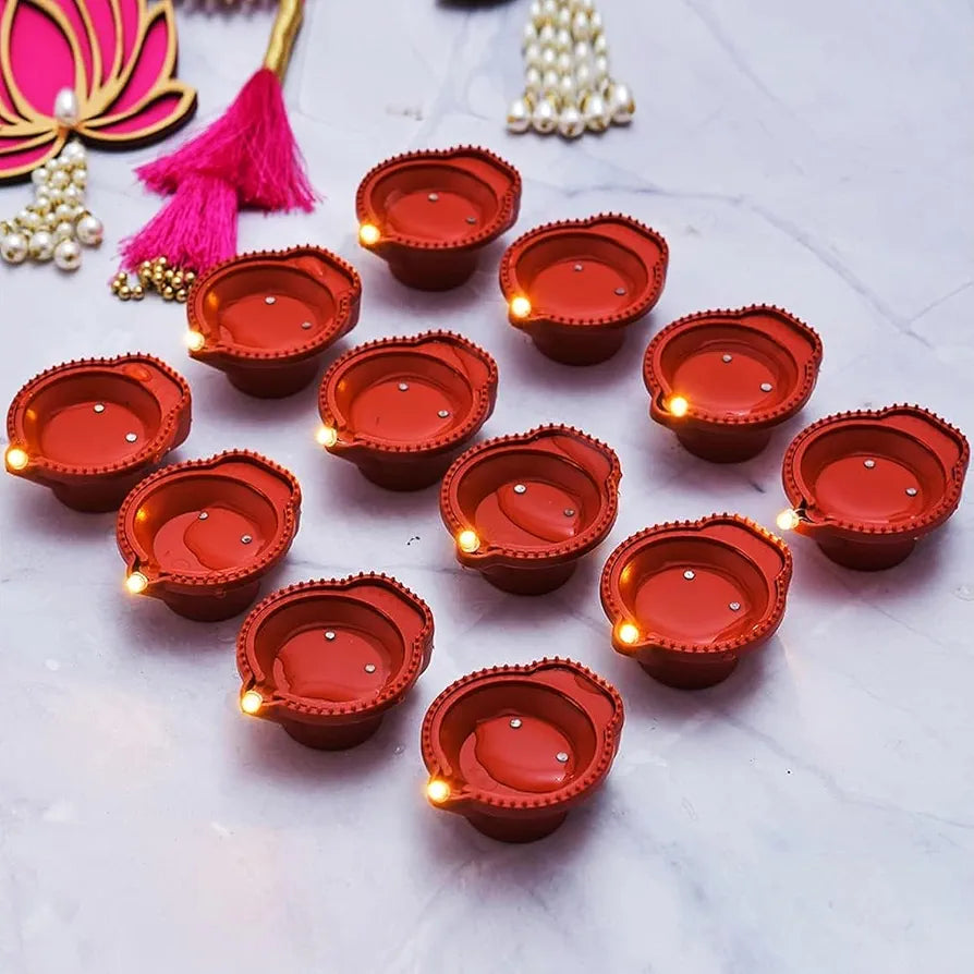Water-Sensor LED Diya – Flameless (Pack of 12)