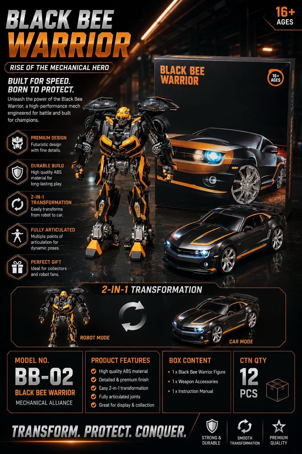 BB-02 Black Bee Warrior car robot