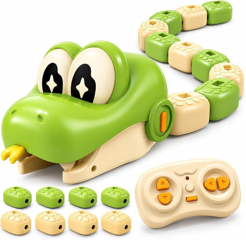 Magnetic Hungry Snake RC Toy – Remote Control Snake with Magnetic Blocks & LED Eyes