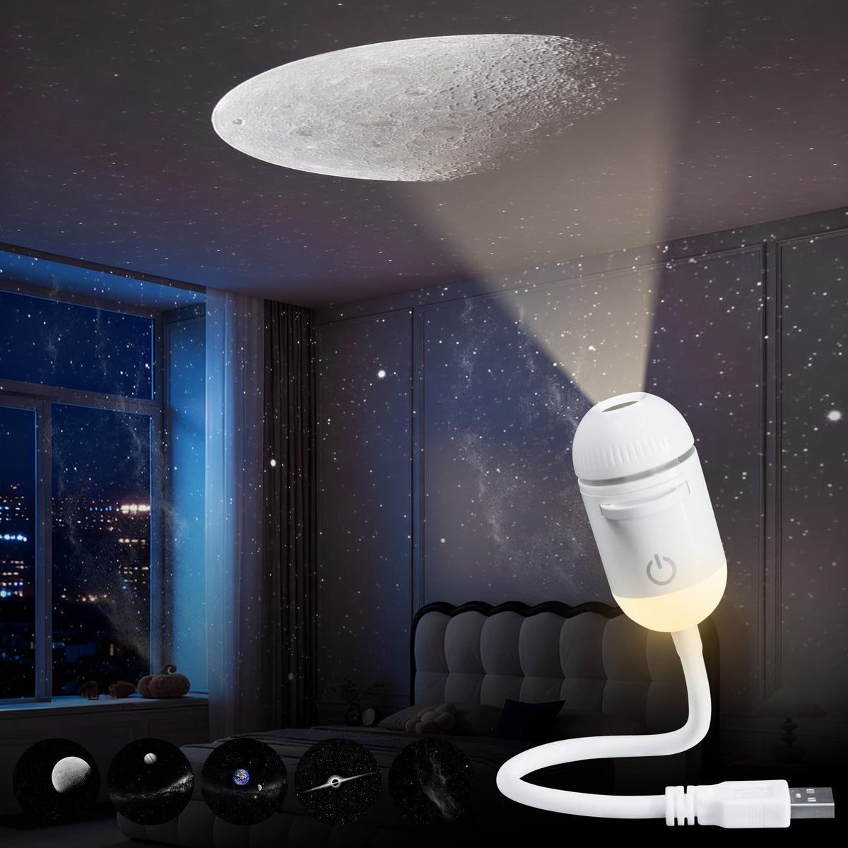 2-in-1 Galaxy Projector Night Light – 12 Films