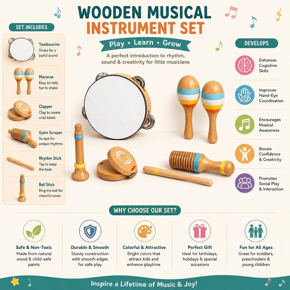 Wooden Musical Instrument Set - image 3