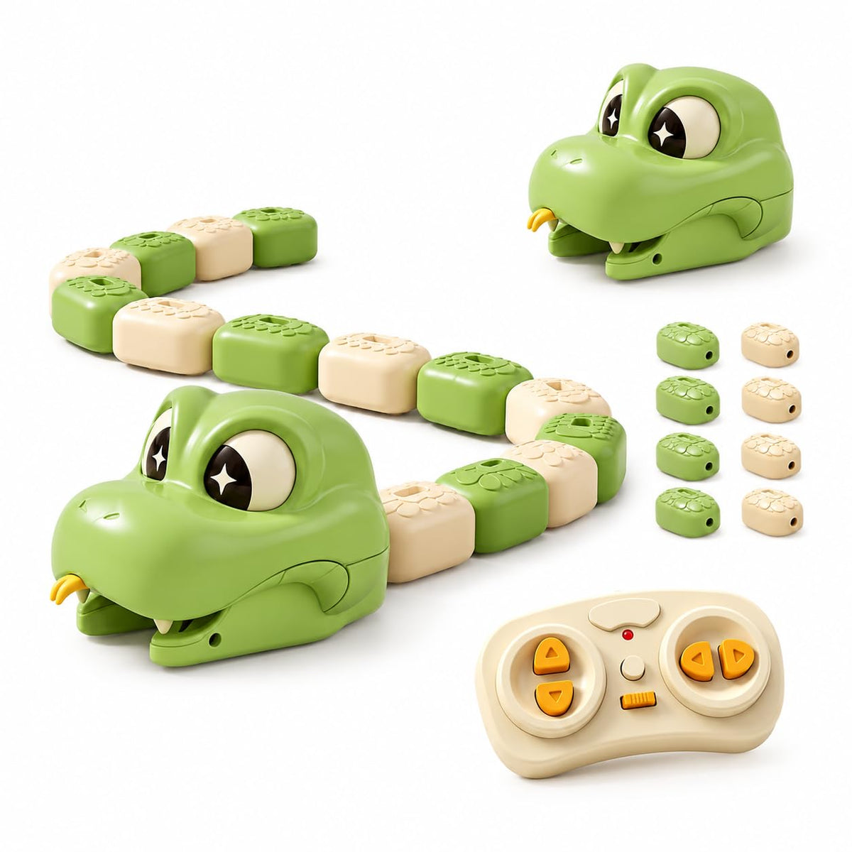 Magnetic Hungry Snake RC Toy – Remote Control Snake with Magnetic Blocks & LED Eyes