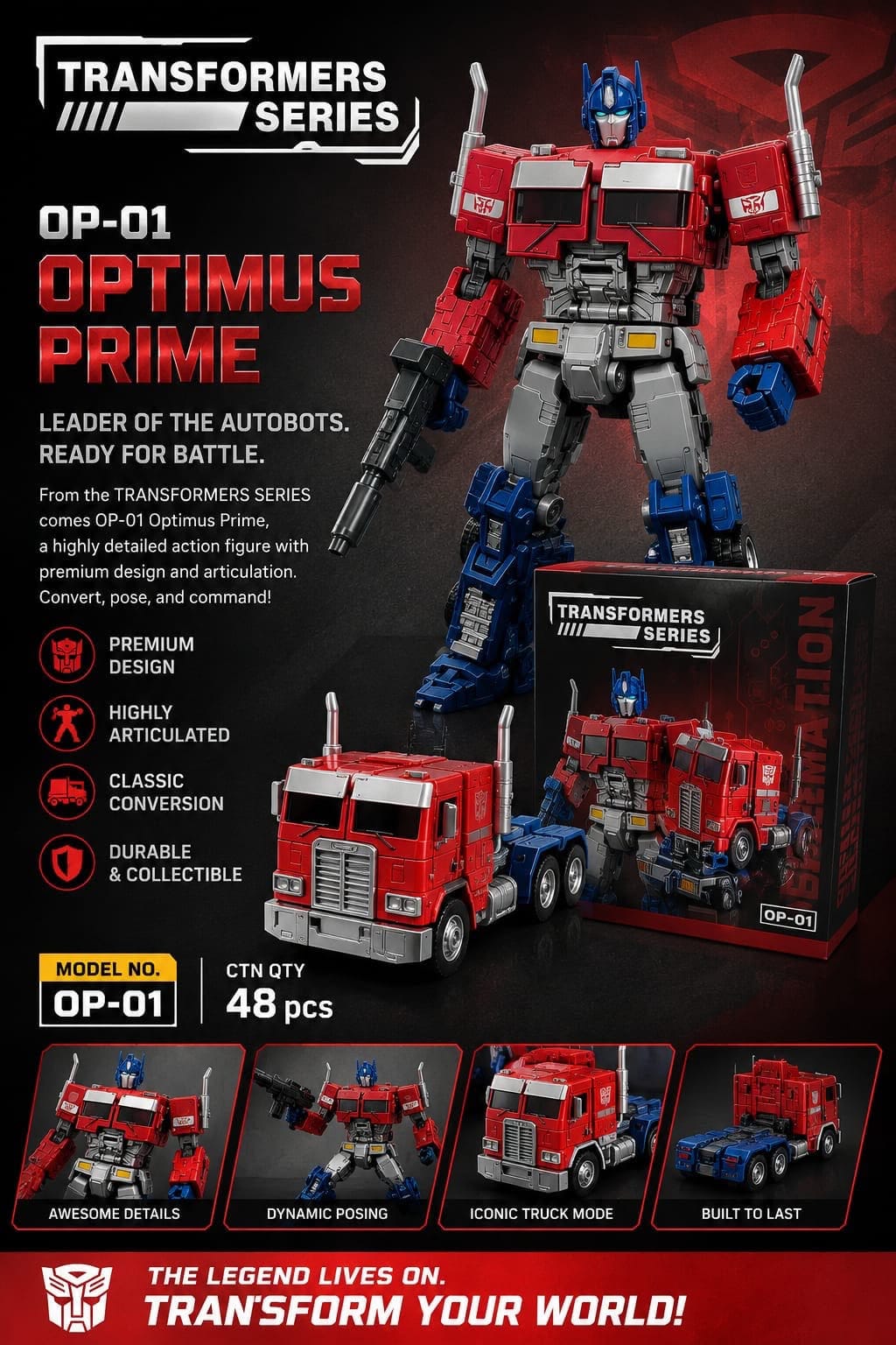 OP-01 red semi-truck transforming robot