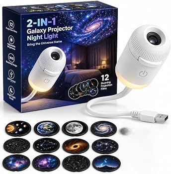 2-in-1 Galaxy Projector Night Light – 12 Films