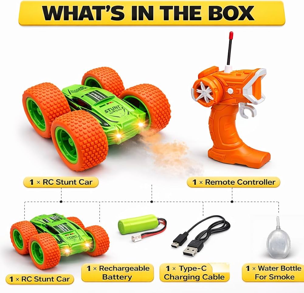 Toynus Thunder Stunt Car – Smoke, App Control & 360° Flip (Multicolour)