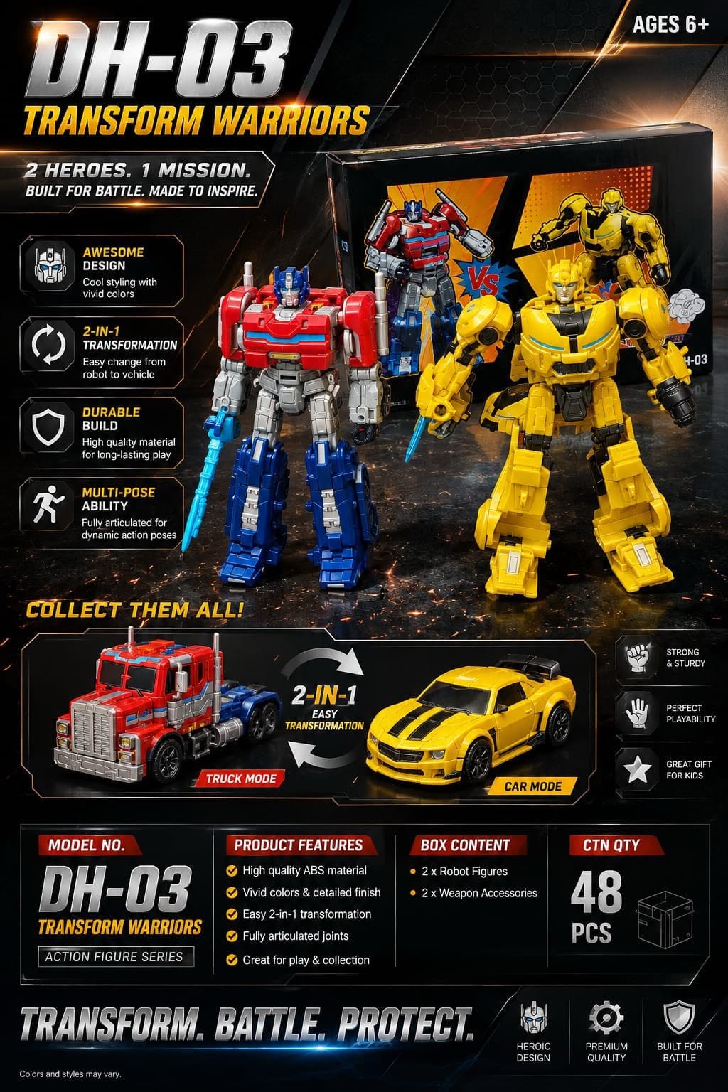 DH-03 Transform Warriors 2-pack truck and car robots