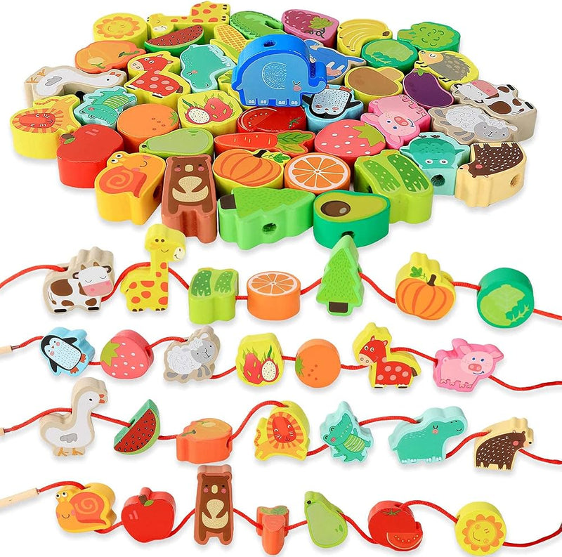 Wooden Lacing Toy (42 Pcs)