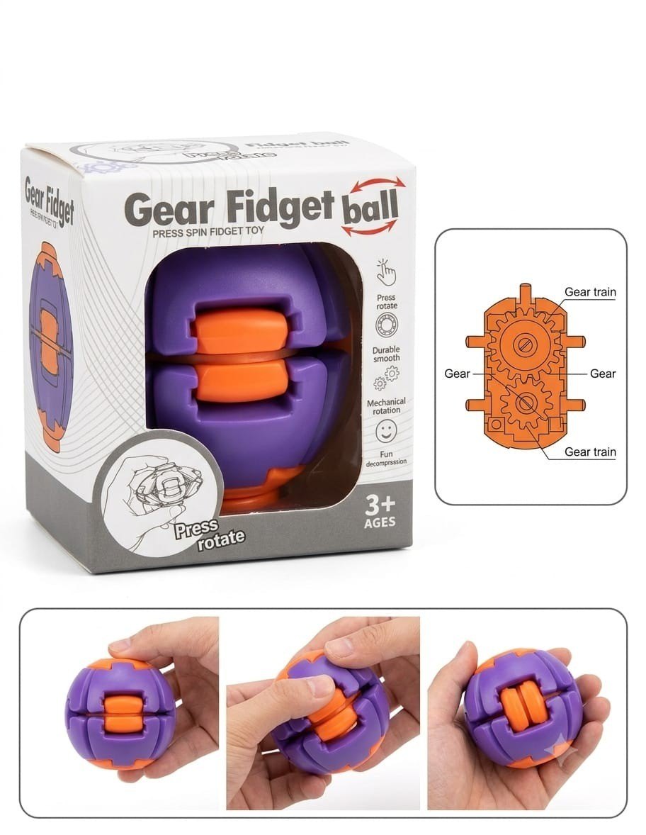 Gear Fidget Ball – Press & Spin Mechanical Fidget Toy
