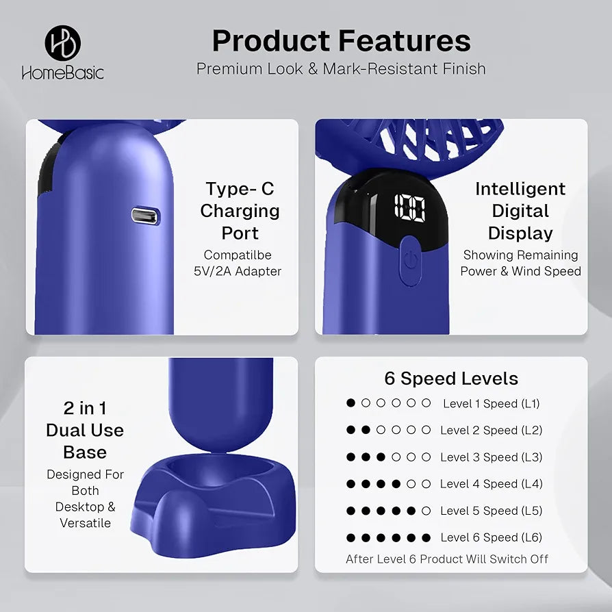 Handheld High-Speed Mini Fan with Display