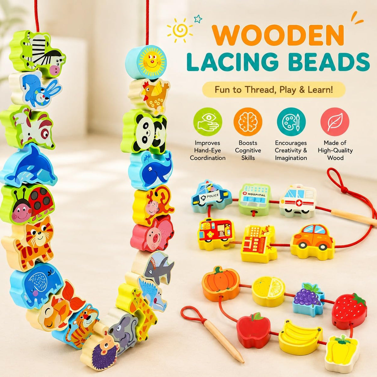Wooden Lacing Toy (42 Pcs) - image 3