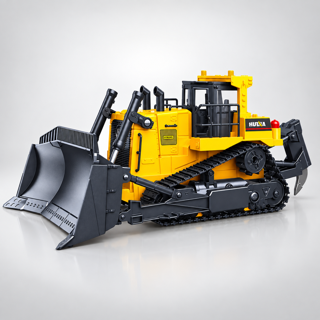 Huina 1554 1:18 RC Bulldozer – 11-Channel Alloy Remote Control Crawler Dozer