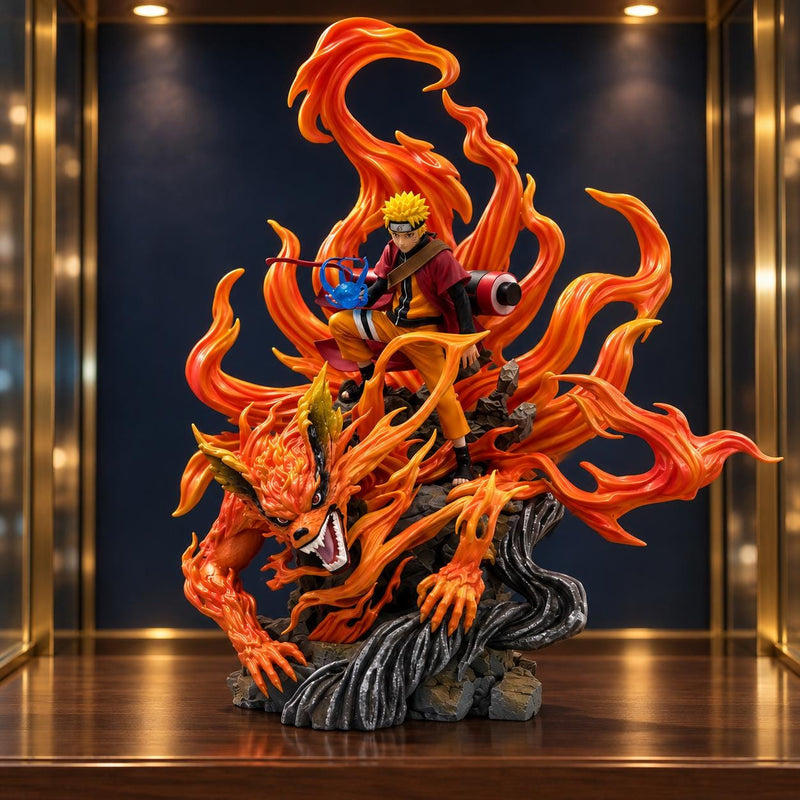 Naruto Sage Mode × Kurama Nine-Tails Flame Statue – 20cm