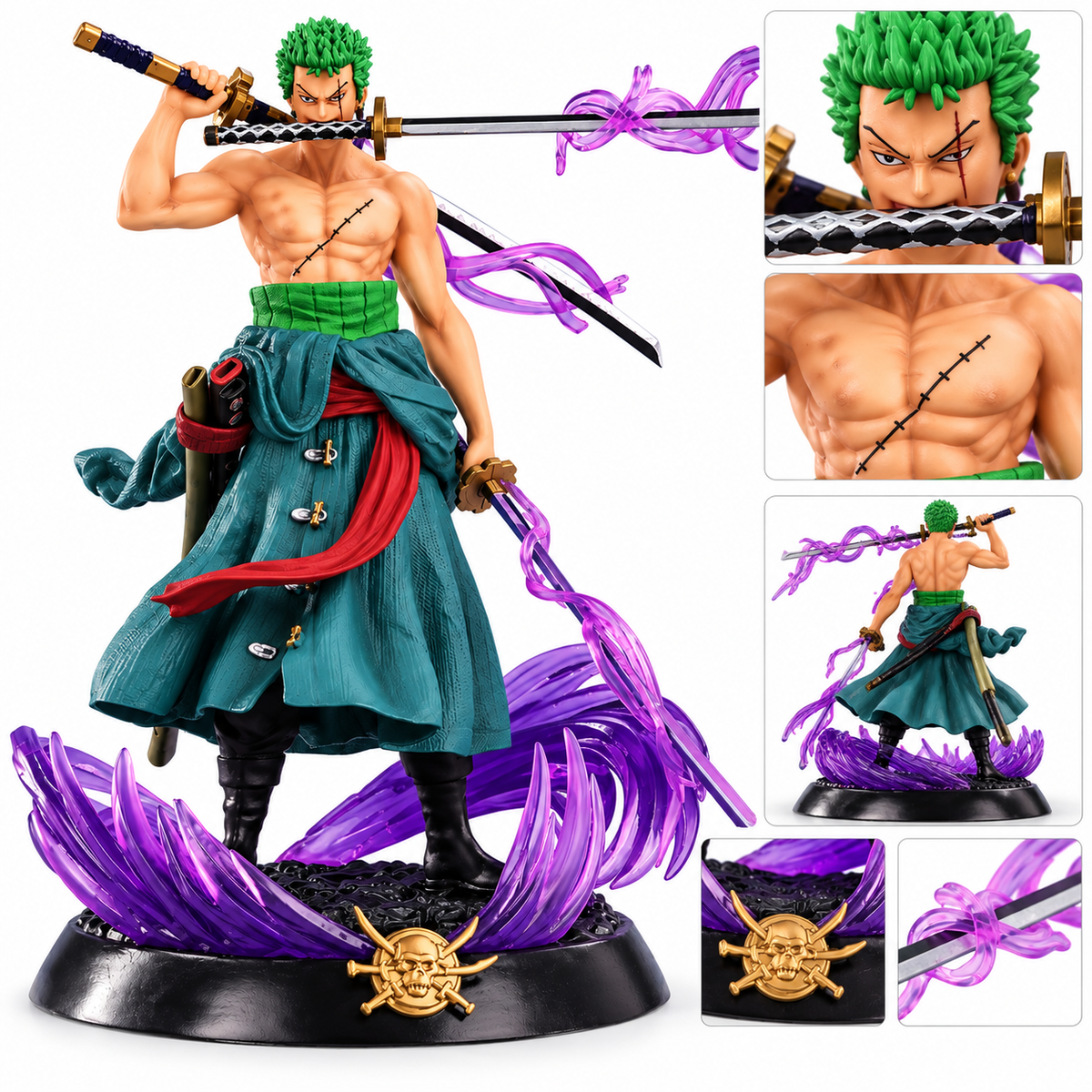 One Piece Zoro Figure with 2 Heads – 21cm