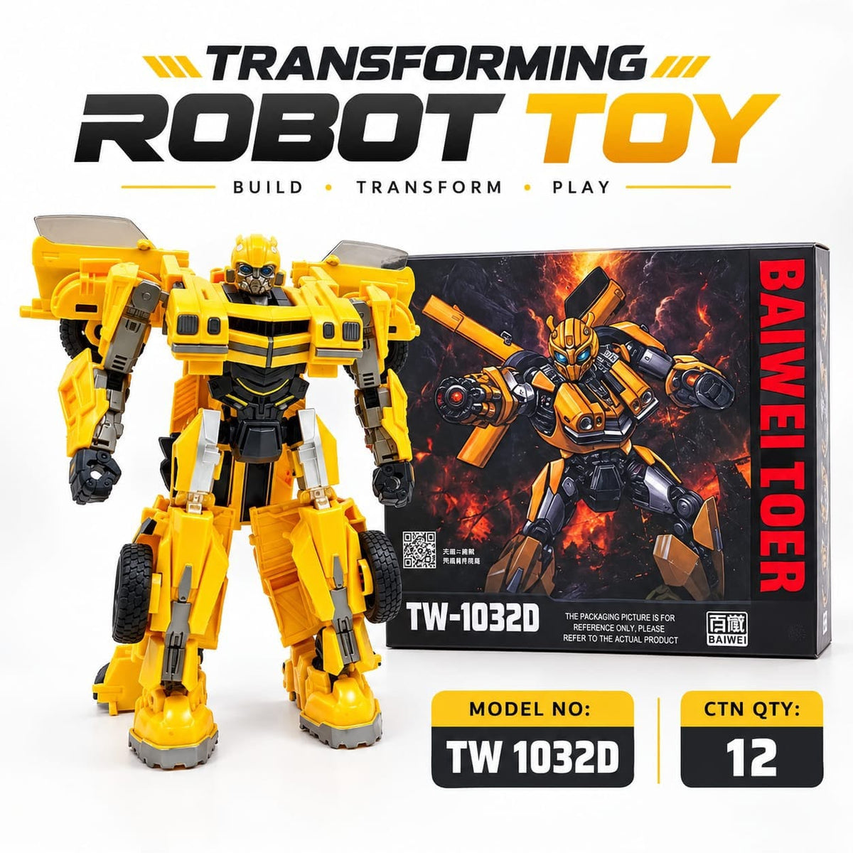 Baiwei yellow transforming robot with box